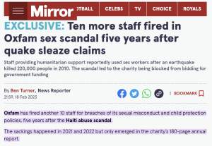 Screen grab of Mirror article on ten more staff being fired as a result of the scandal 
