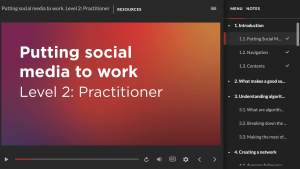 A screen grab of an online toolkit with the title "Putting social media to work. Level 2 Practitioner"