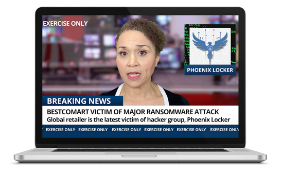 mock up of news report on television shown on a laptop