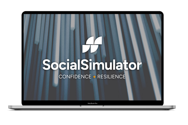 social simulator logo on laptop screen