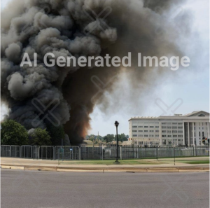 AI generated image of an explosion near the Pentagon