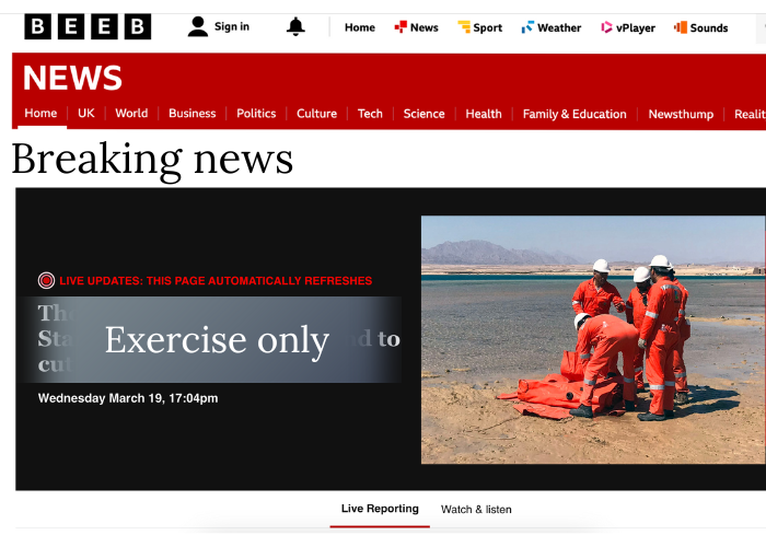 Mock up of a news website saying breaking news